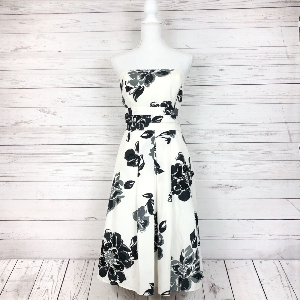 Ann Taylor Strapless Floral Silk Blend Dress